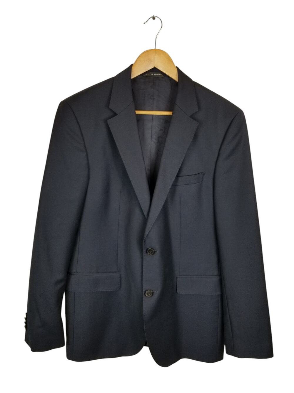 BOSS Hugo Boss Virgin Wool Mens 2 Button Navy Blue Blazer Jacket Sports Coat 40R